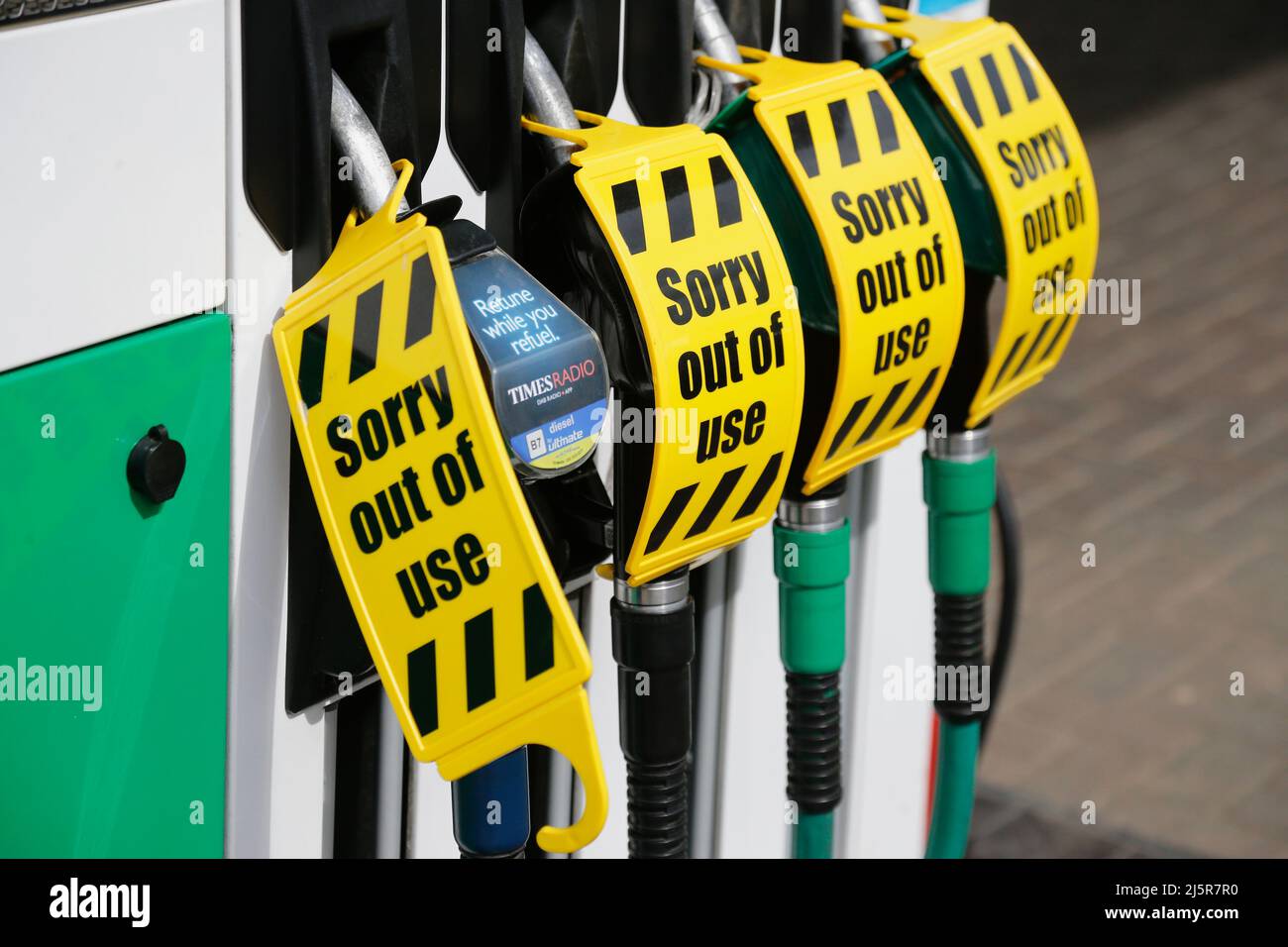 England, Fuel pumps out of use due to fuel shortages. Stock Photo