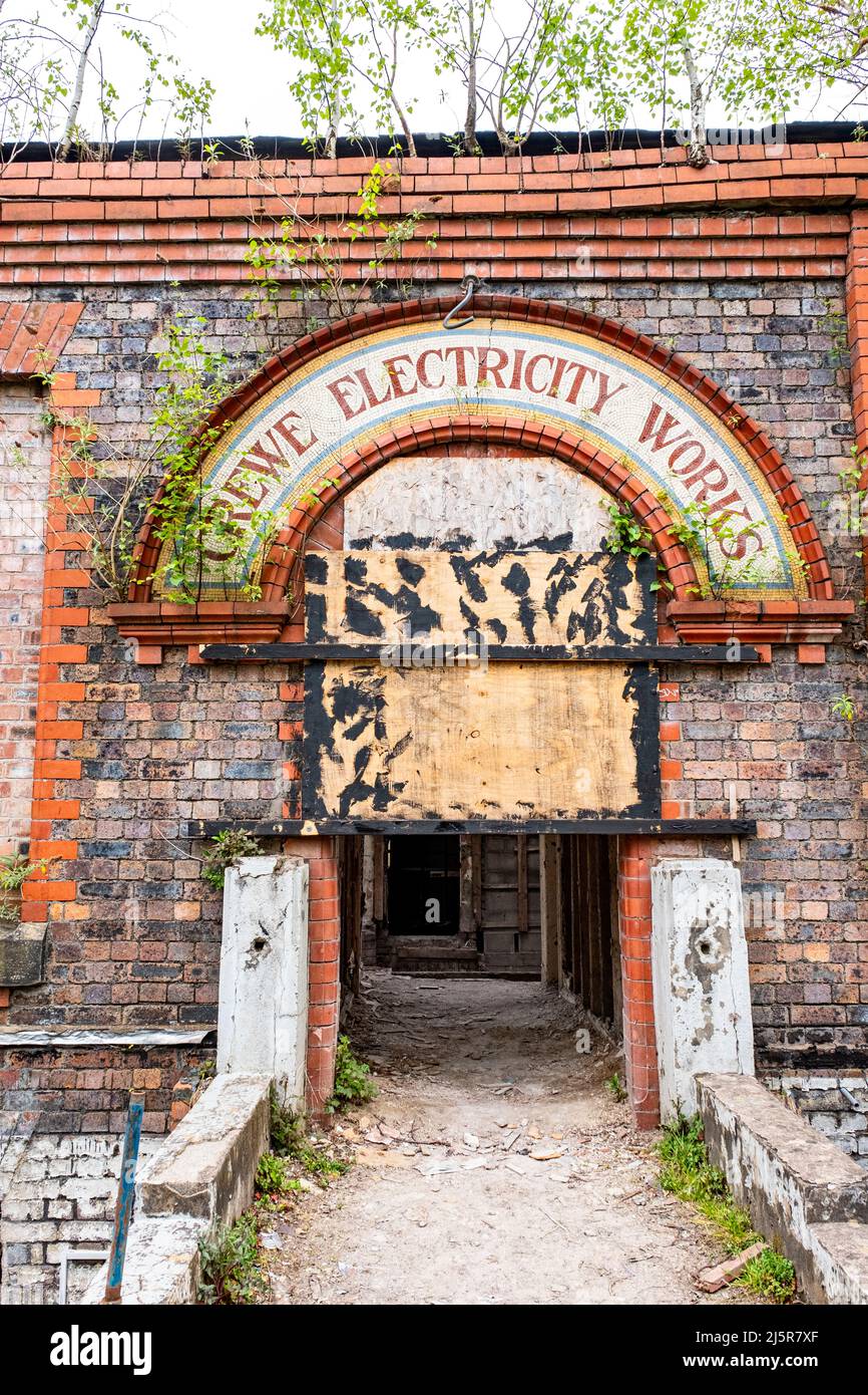Entrance to Crewe Electricity Works in Crewe Cheshire UK Stock Photo