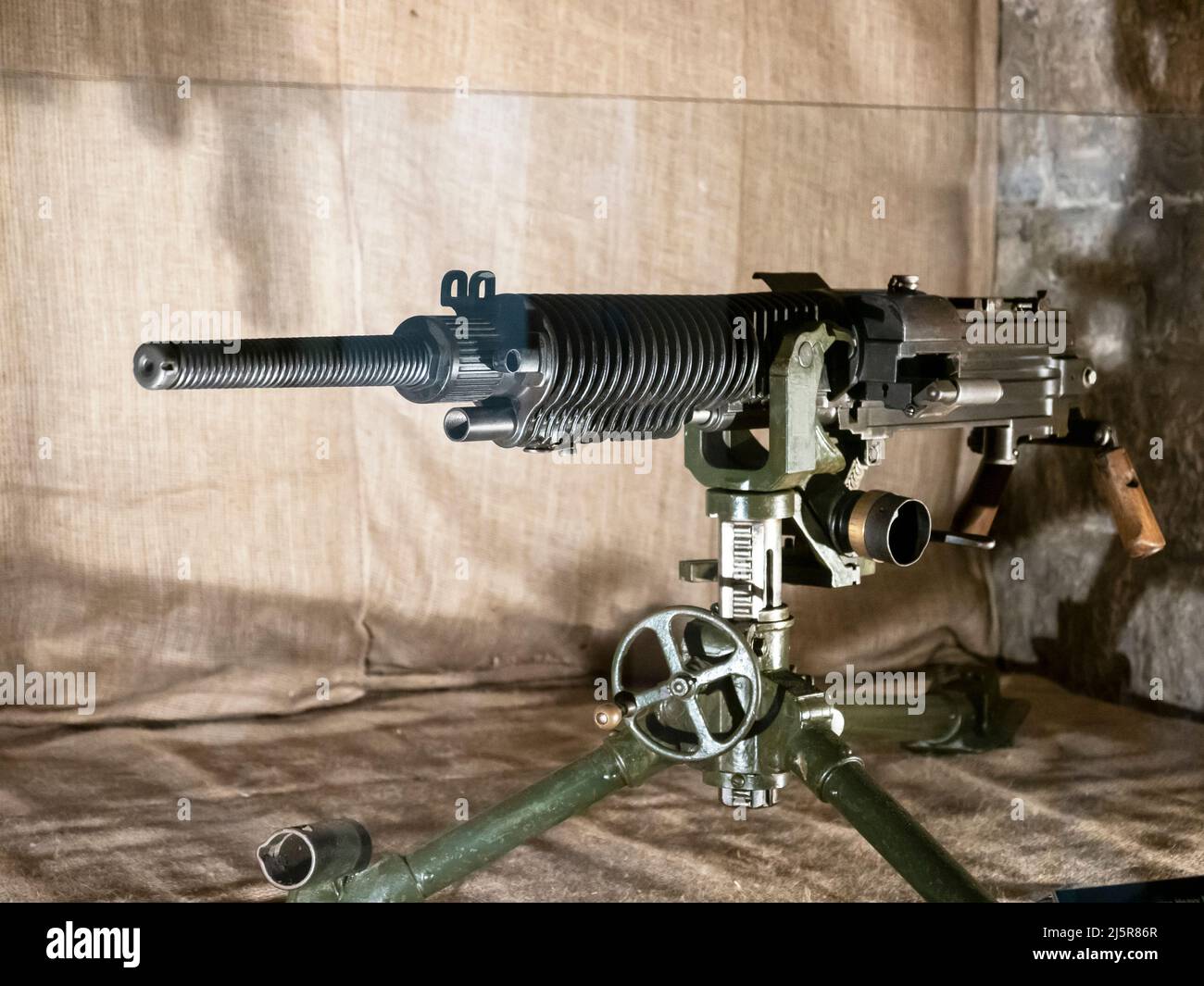 A Japanese machine gun in the museum at Caernarfon Castle, Caernarfon, Wales. Stock Photo