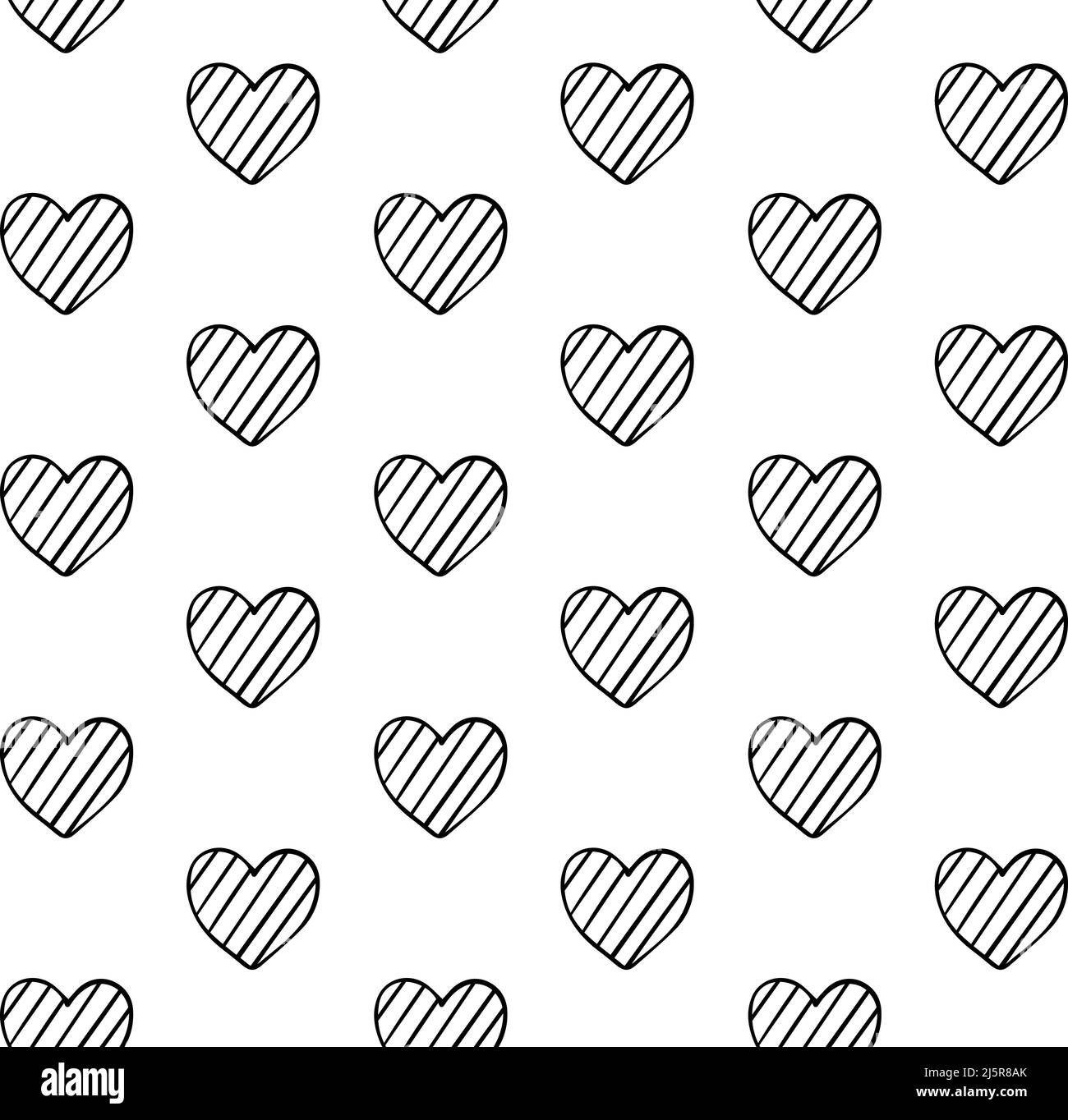 Vector seamless pattern of hand drawn doodle sketch hearts isolated on ...