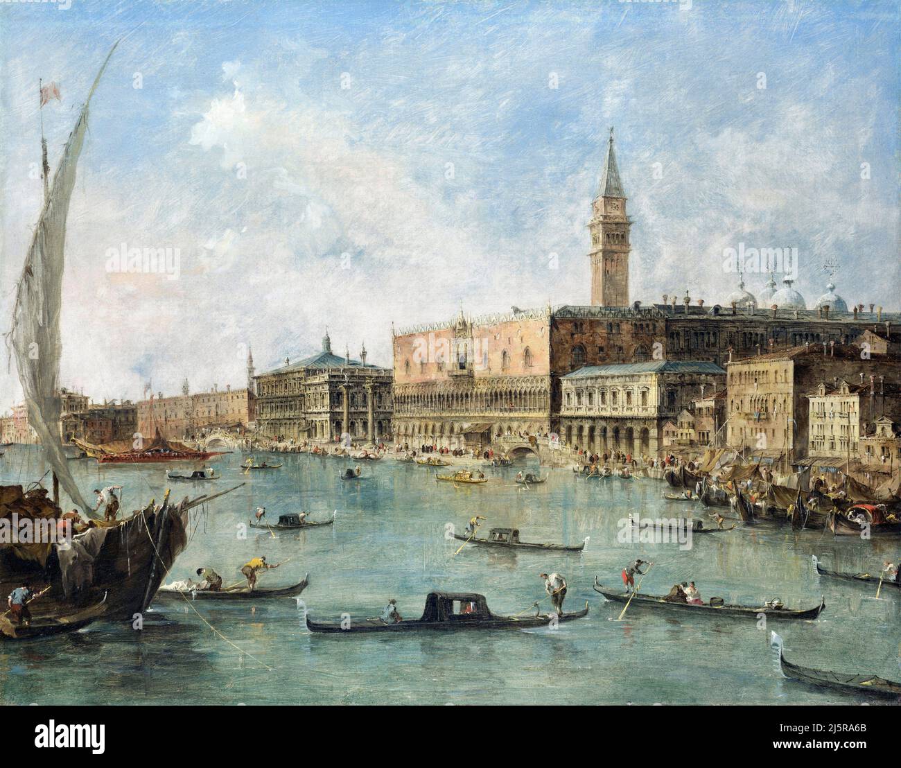 Venice: The Doge's Palace and the Molo from the Basin of San Marco by Francesco Guardi (1712-1793), oil on canvas, c. 1770 Stock Photo