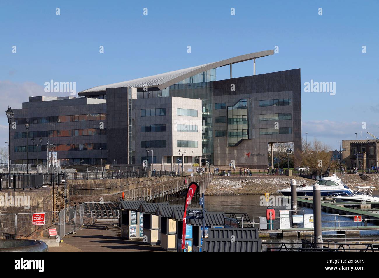 Atradius UK | Credit Insurance & Debt Collection, Cardiff Bay waterfront. April 2022. Spring Stock Photo