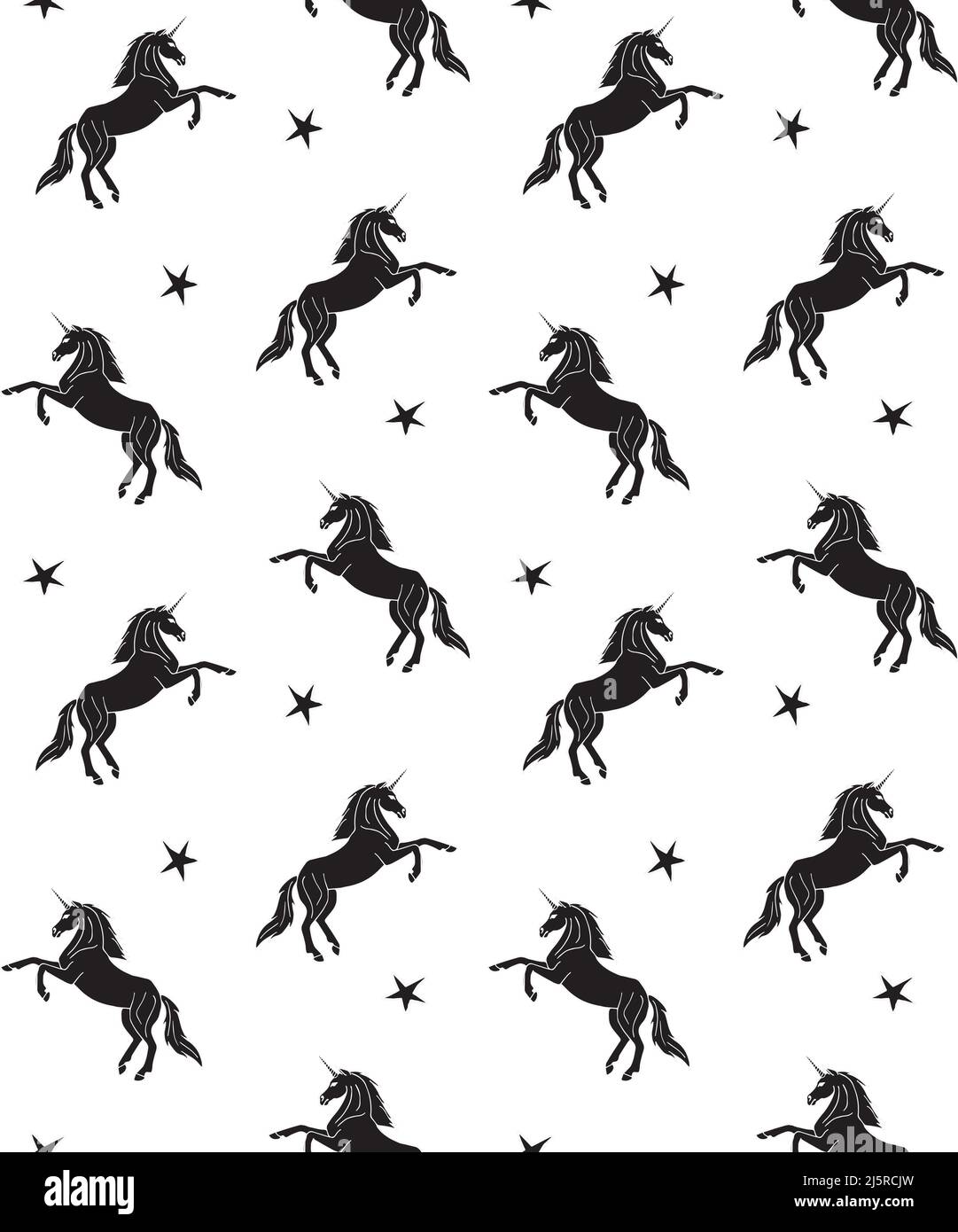 Vector seamless pattern of hand drawn doodle sketch black unicorn ...