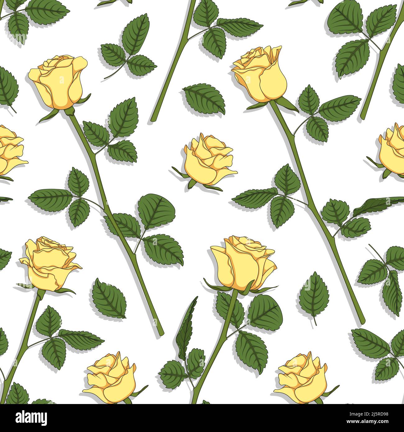 Seamless pattern with yellow roses. Vector colored floral background ...