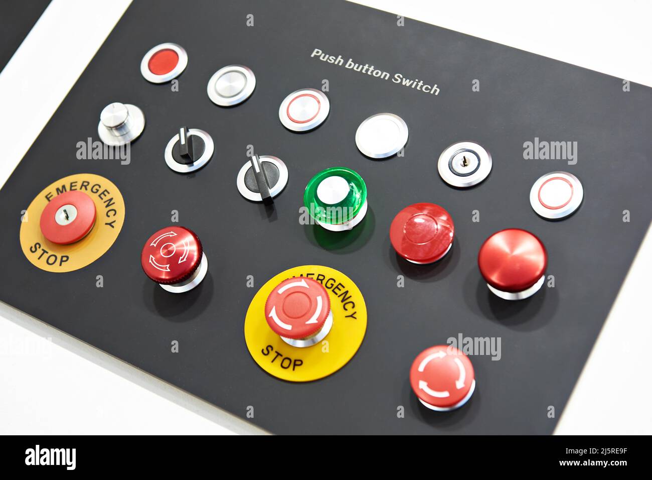 Buttons for control panels for electrical equipment Stock Photo