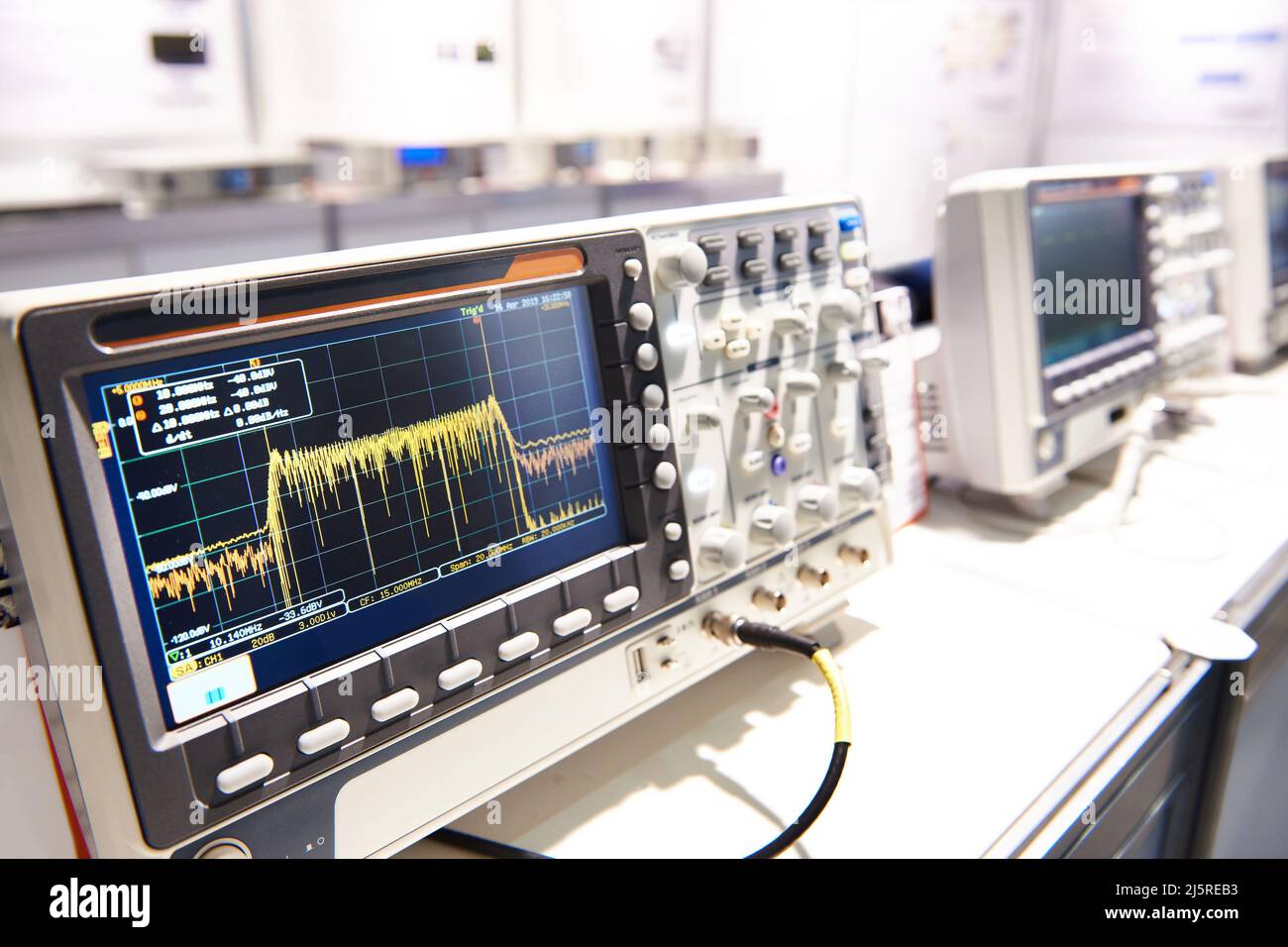 Oscilloscope spectrum analyzer in store exhibition Stock Photo