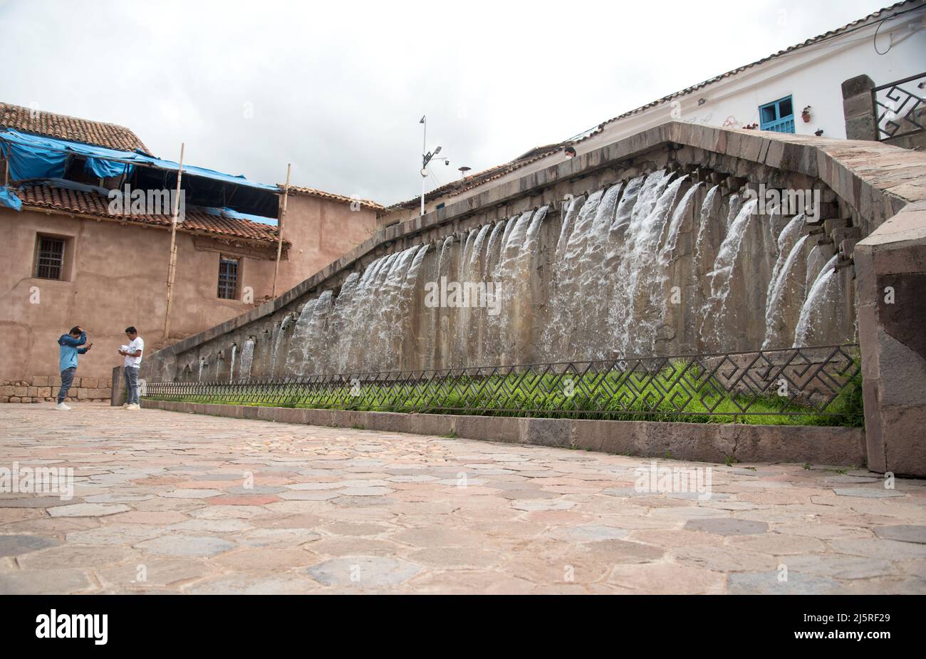 Fountain in Plaza San Blas Cusco Stock Photo