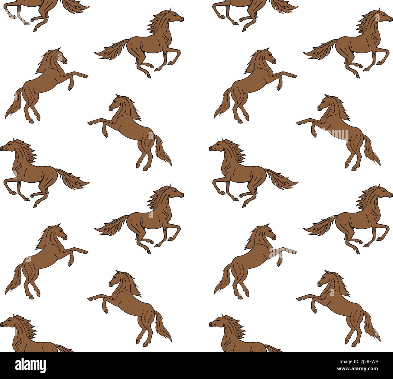 Vector seamless pattern of hand drawn doodle sketch brown horse ...