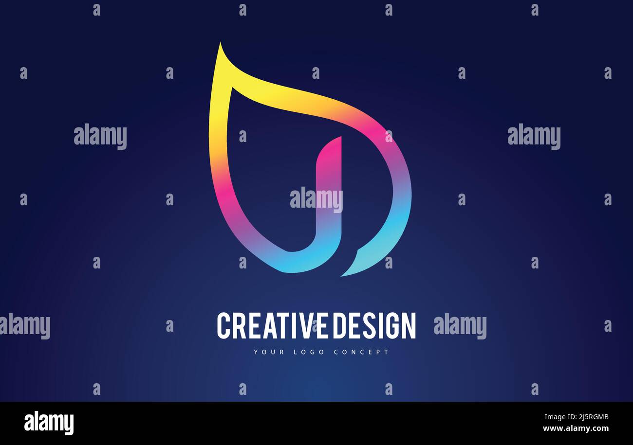 Colorful J Leaf Logo Letter Design with Vibrant Leaf Outline Vector ...
