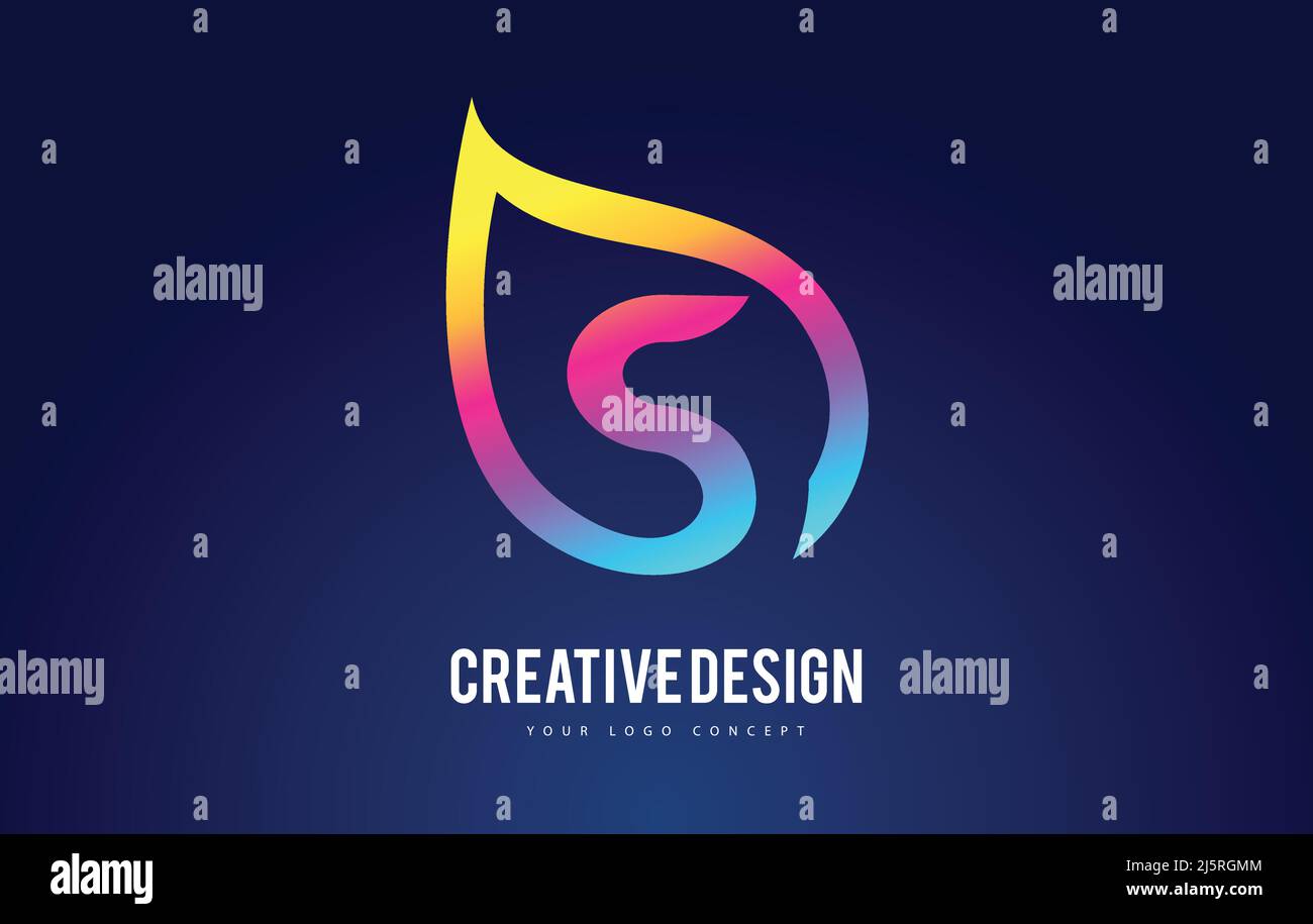 Colorful S Leaf Logo Letter Design with Vibrant Leaf Outline Vector ...