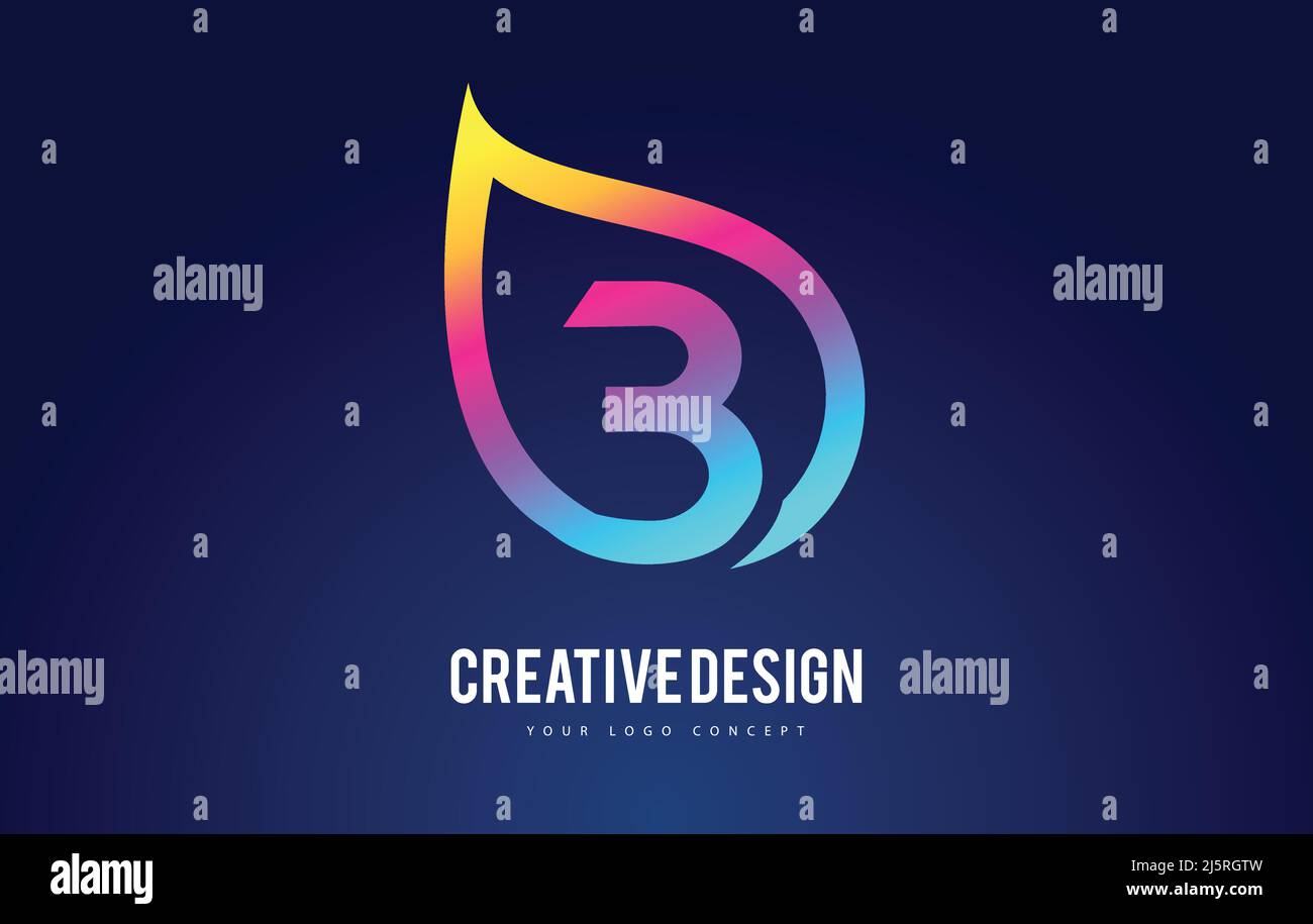 Colorful B Leaf Logo Letter Design with Vibrant Leaf Outline Vector ...