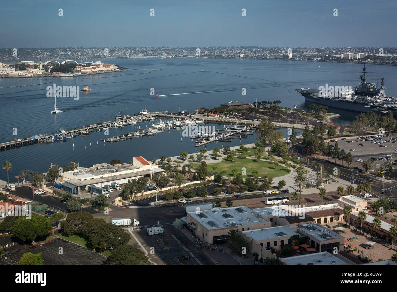 Aerial panoramic view of San Diego Bay Stock Photo