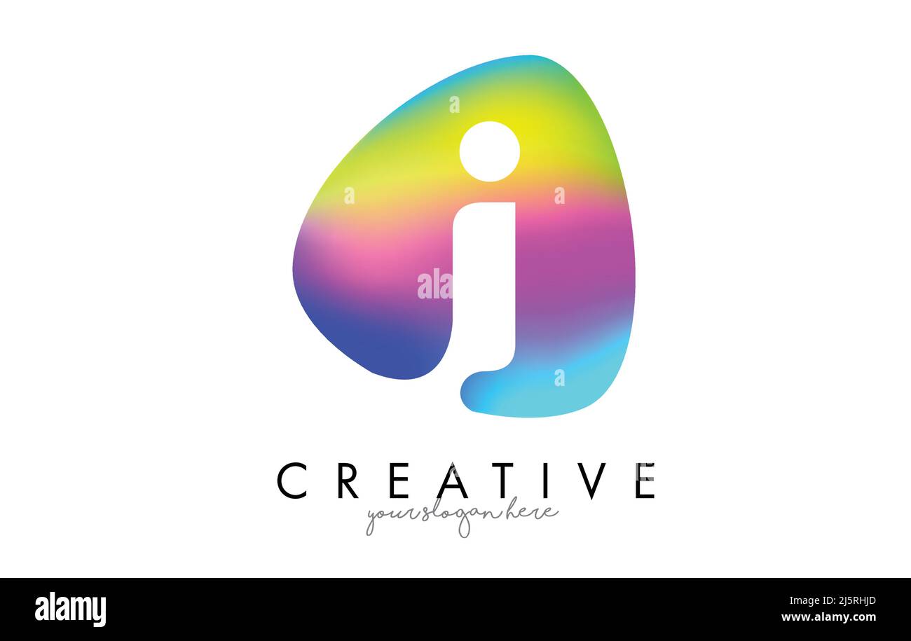 Colorful Rainbow I Letter Logo Design with Oval Shape Vector ...