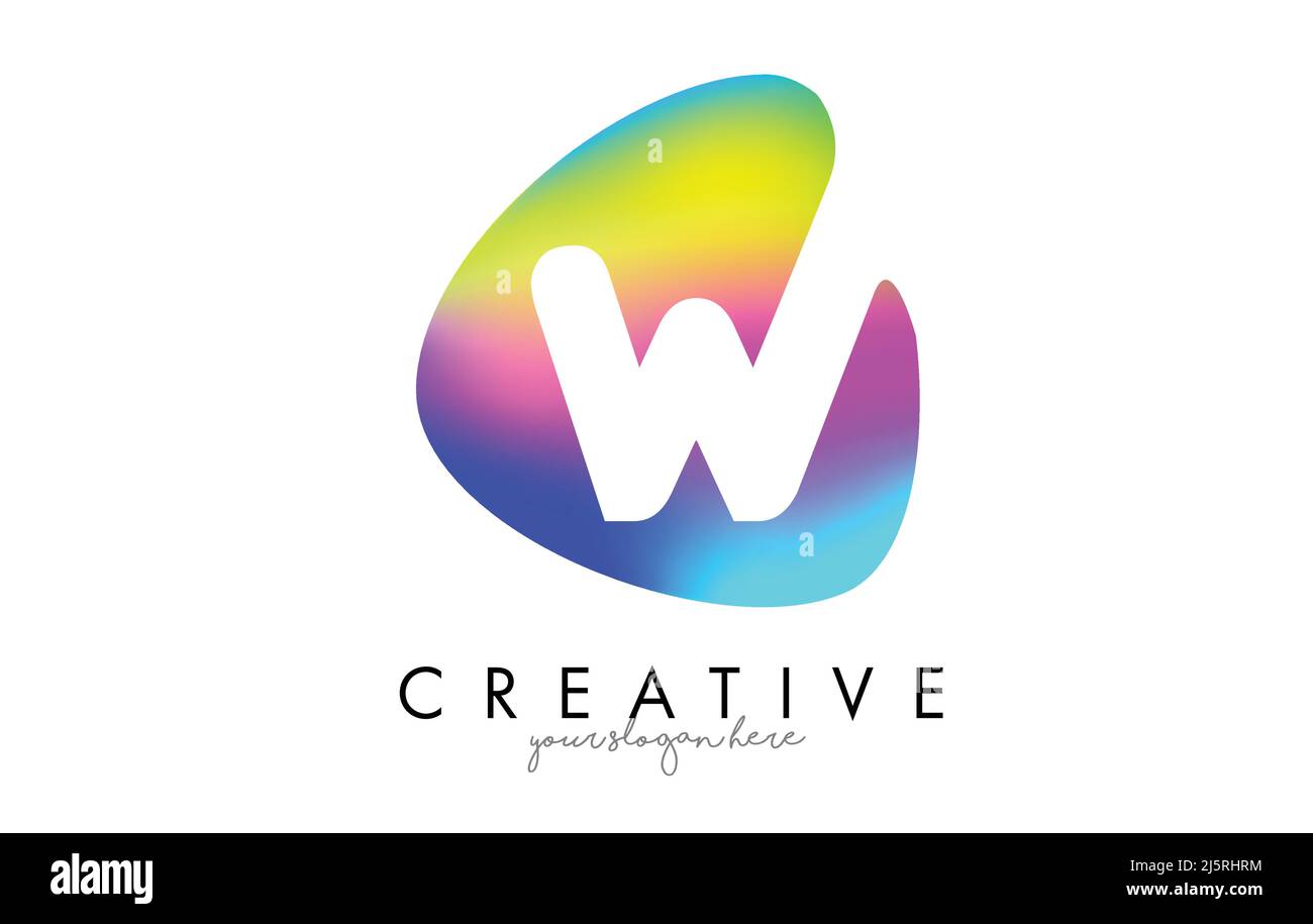 Colorful Rainbow W Letter Logo Design with Oval Shape Vector ...