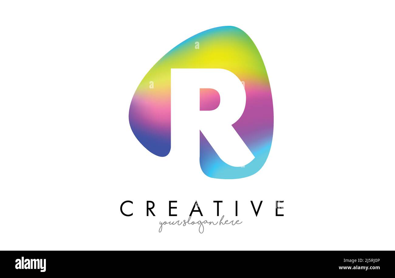 Colorful Rainbow R Letter Logo Design with Oval Shape Vector ...