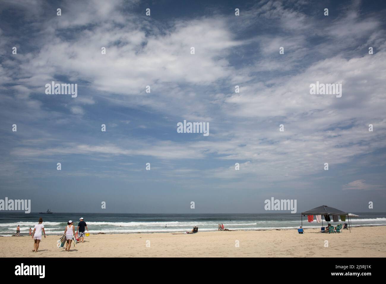 Panoramic view of Mission Beach in Mission Bay, San Diego Stock Photo