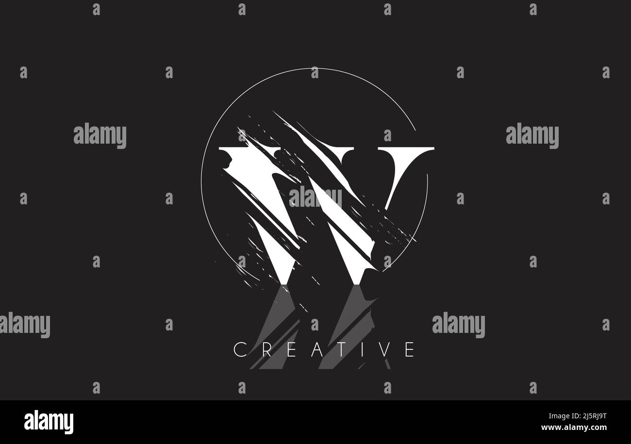 White W Letter Logo with Vintage Grundge Cut Design. Destroyed Drawing ...