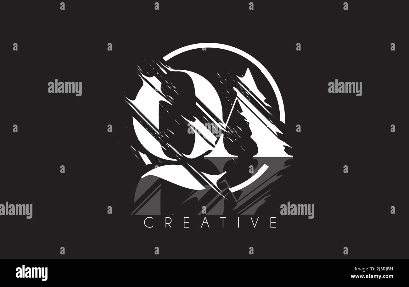 White QA Letter Logo with Vintage Grundge Cut Design. Destroyed Drawing ...