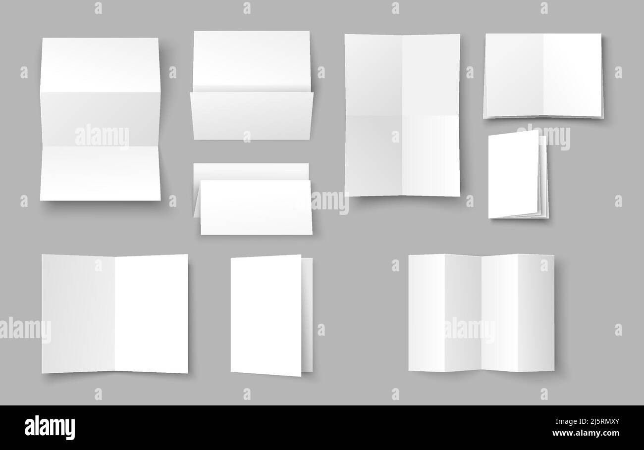 Empty white folding paper with copy space set Stock Vector