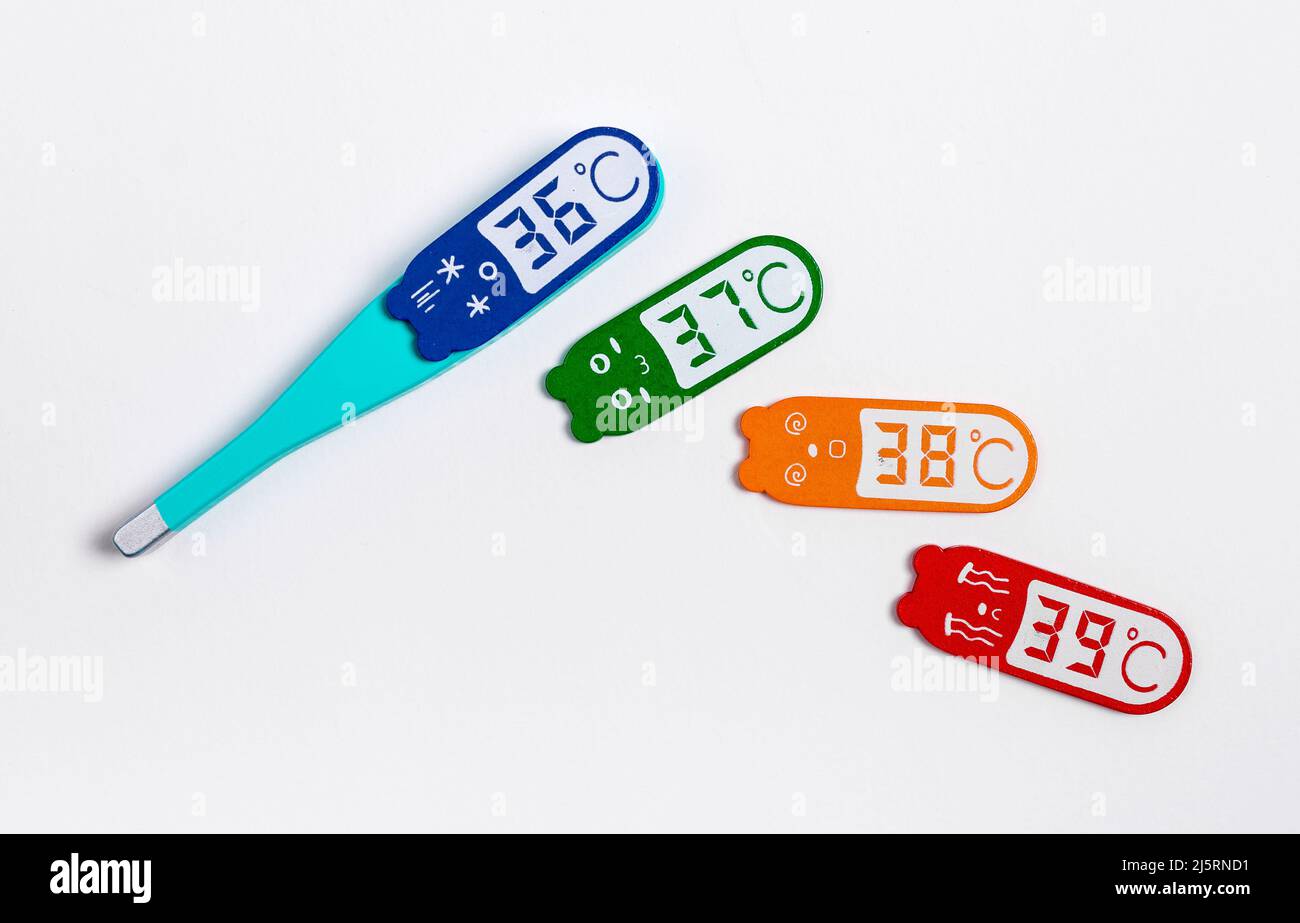 Thermometer layout. Body temperature measuring, health care concept