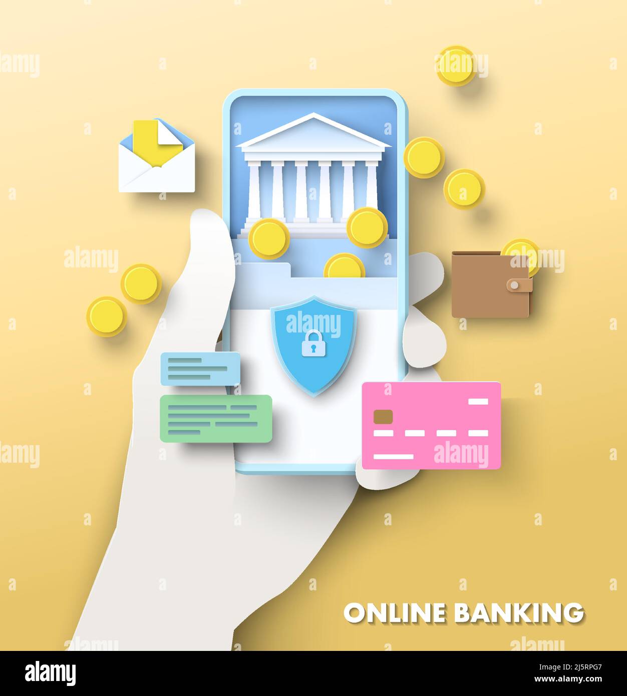 Online banking mobile app and secure access Stock Vector