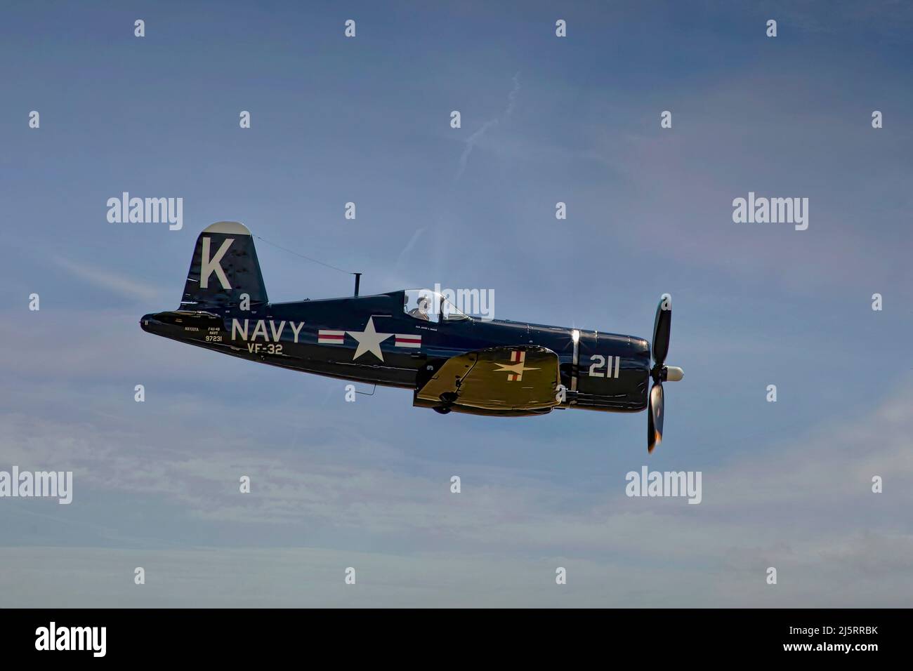 Chance Vought F4U Corsair in flight Stock Photo
