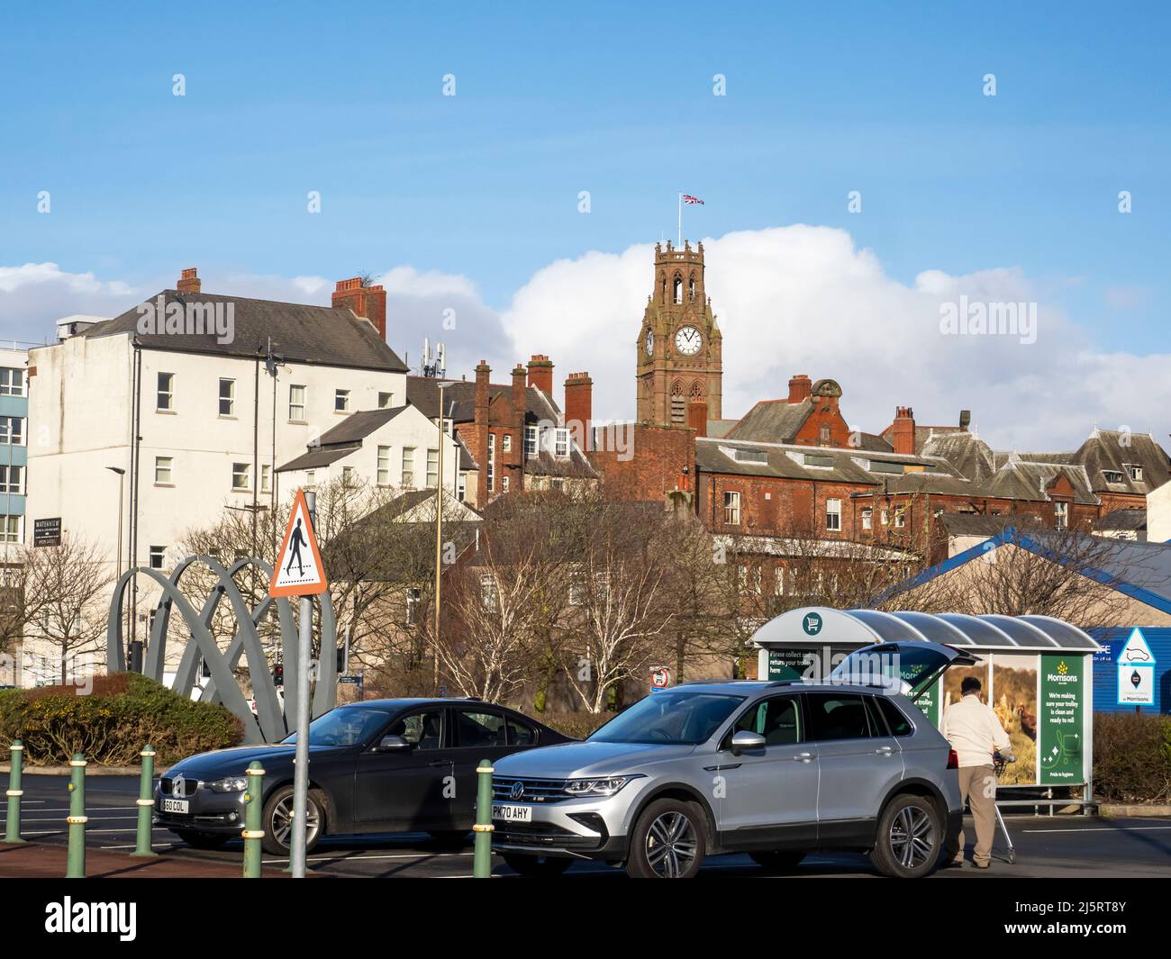 Barrow in Furness in South Cumbria with the Victorian town hall, UK