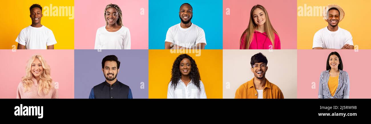 Positive Emotion. Portraits Of Happy Young Multiethnic Men And Women ...