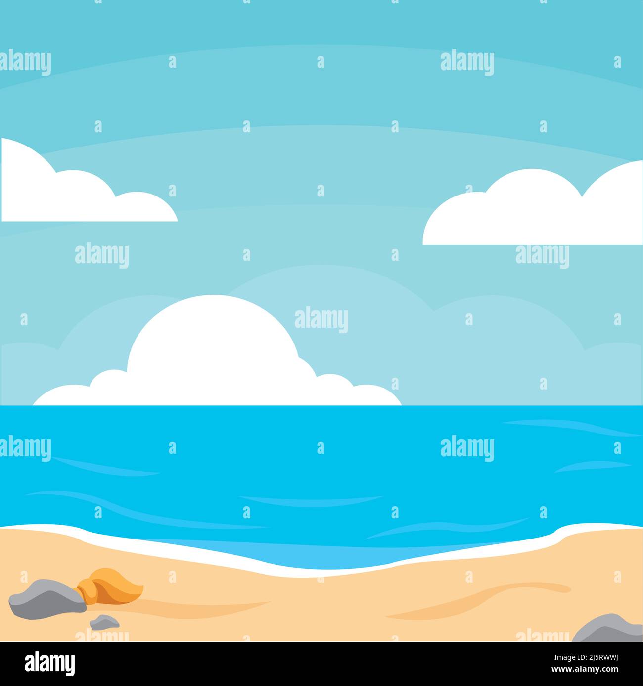 Poster sea beach landscape vector illustration Stock Vector Image & Art ...
