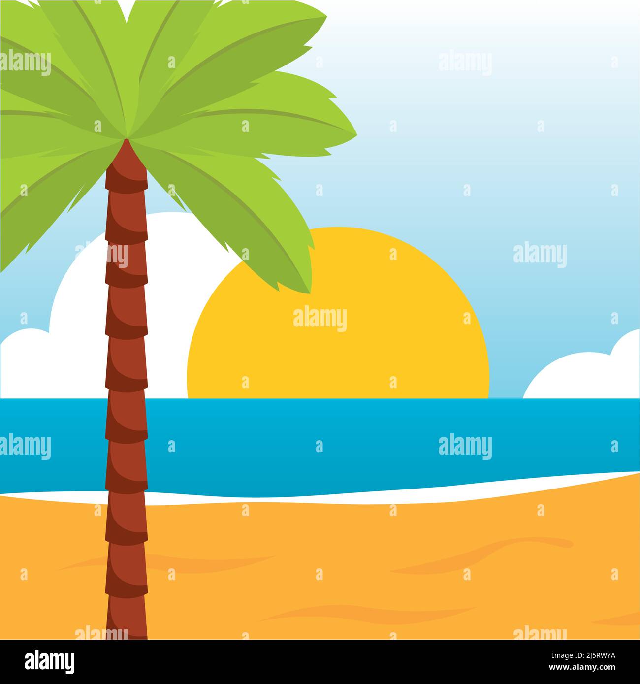 Poster sand beach landscape vector illustration Stock Vector Image ...