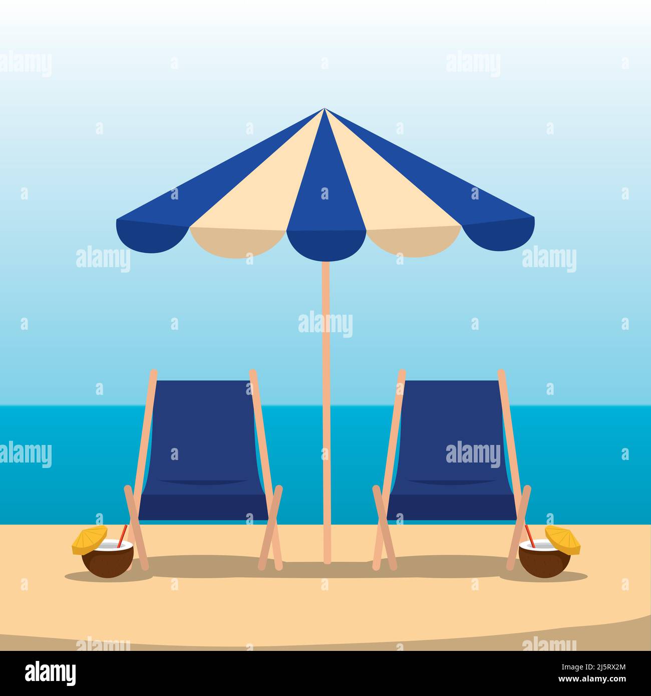 Poster umbrella beach landscape vector illustration Stock Vector Image ...