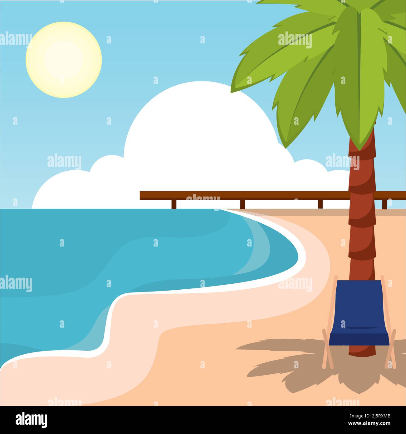 Poster sand beach landscape vector illustration Stock Vector Image ...