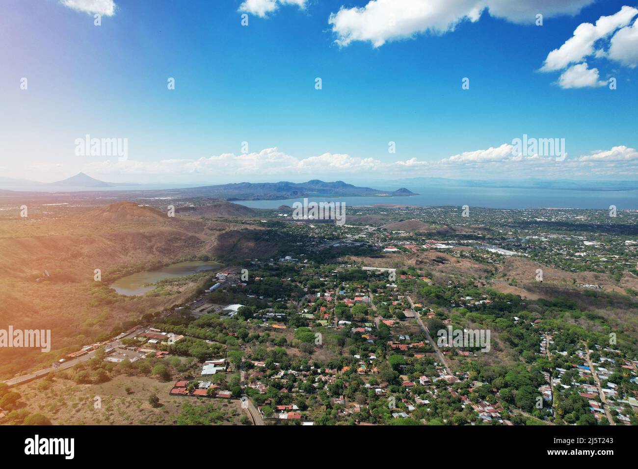 Nicaragua landscape scenery aerial drone view on bright sunny day Stock Photo