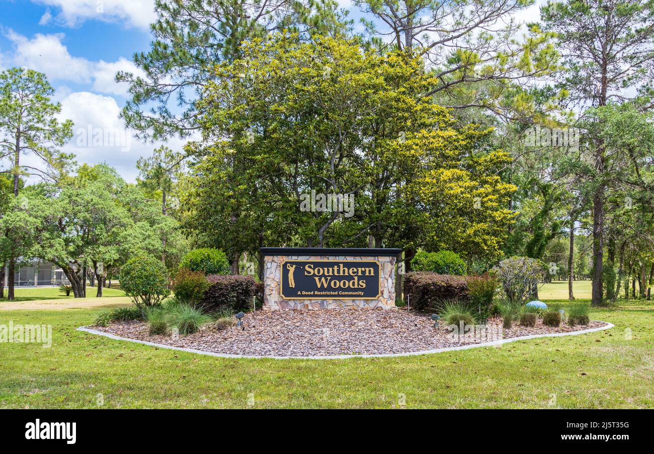 Entrance to Southern Woods of Sugarmill Woods - Homosassa, Florida, USA Stock Photo