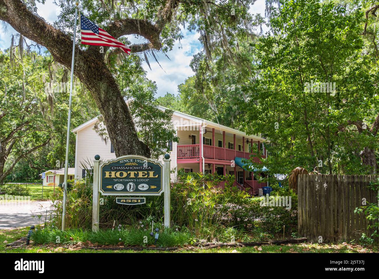 The Chassahowitzka Hotel - Homosassa, Florida, USA Stock Photo