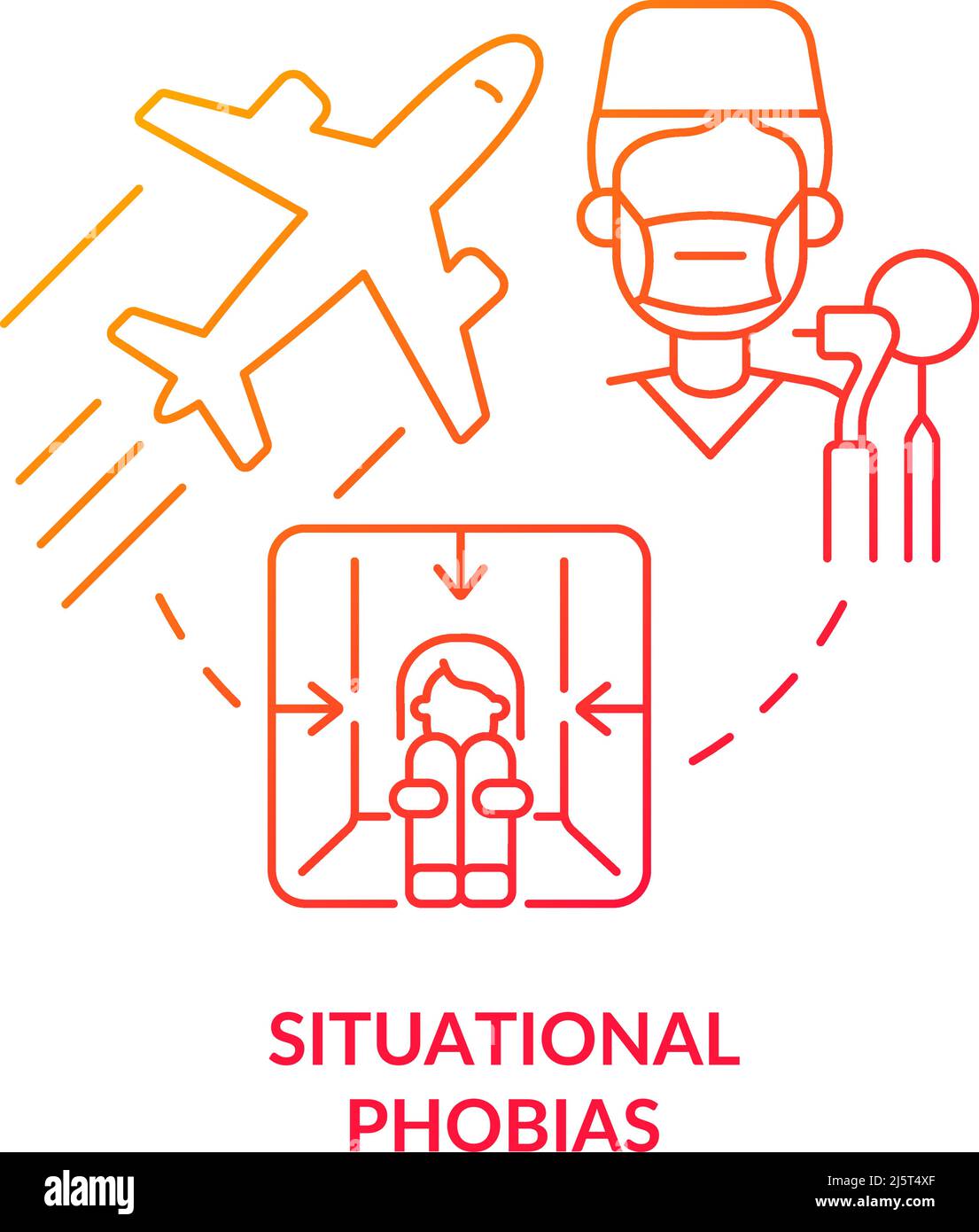 Situational phobias red gradient concept icon Stock Vector