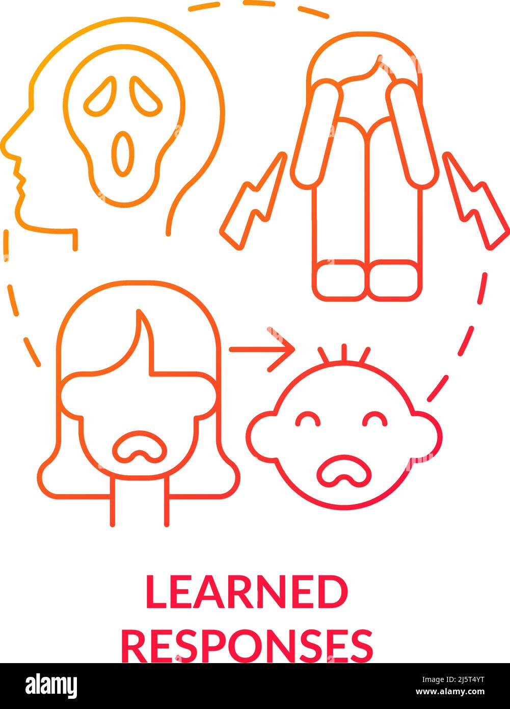 Learned responses red gradient concept icon Stock Vector