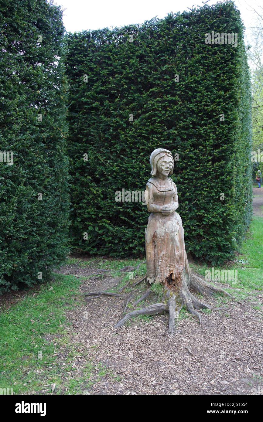 Trees and carvings at Knebworth house, Herts, UK Stock Photo