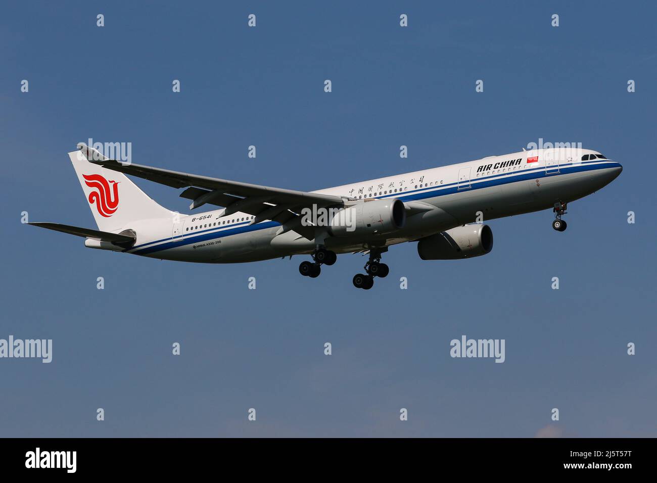 An Airbus A330 operated by Air China arrives at London Heathrow Airport Stock Photo