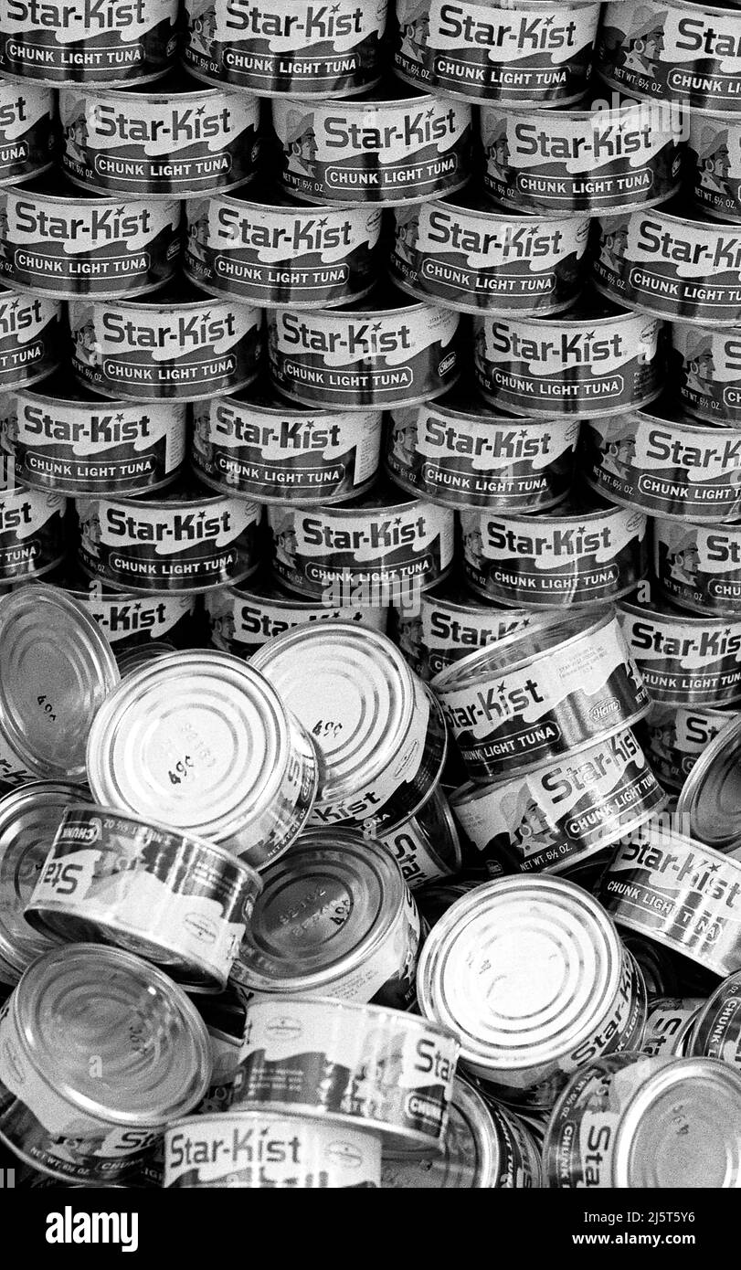 Cans of Star-Kist tuna on display in supermarket Stock Photo