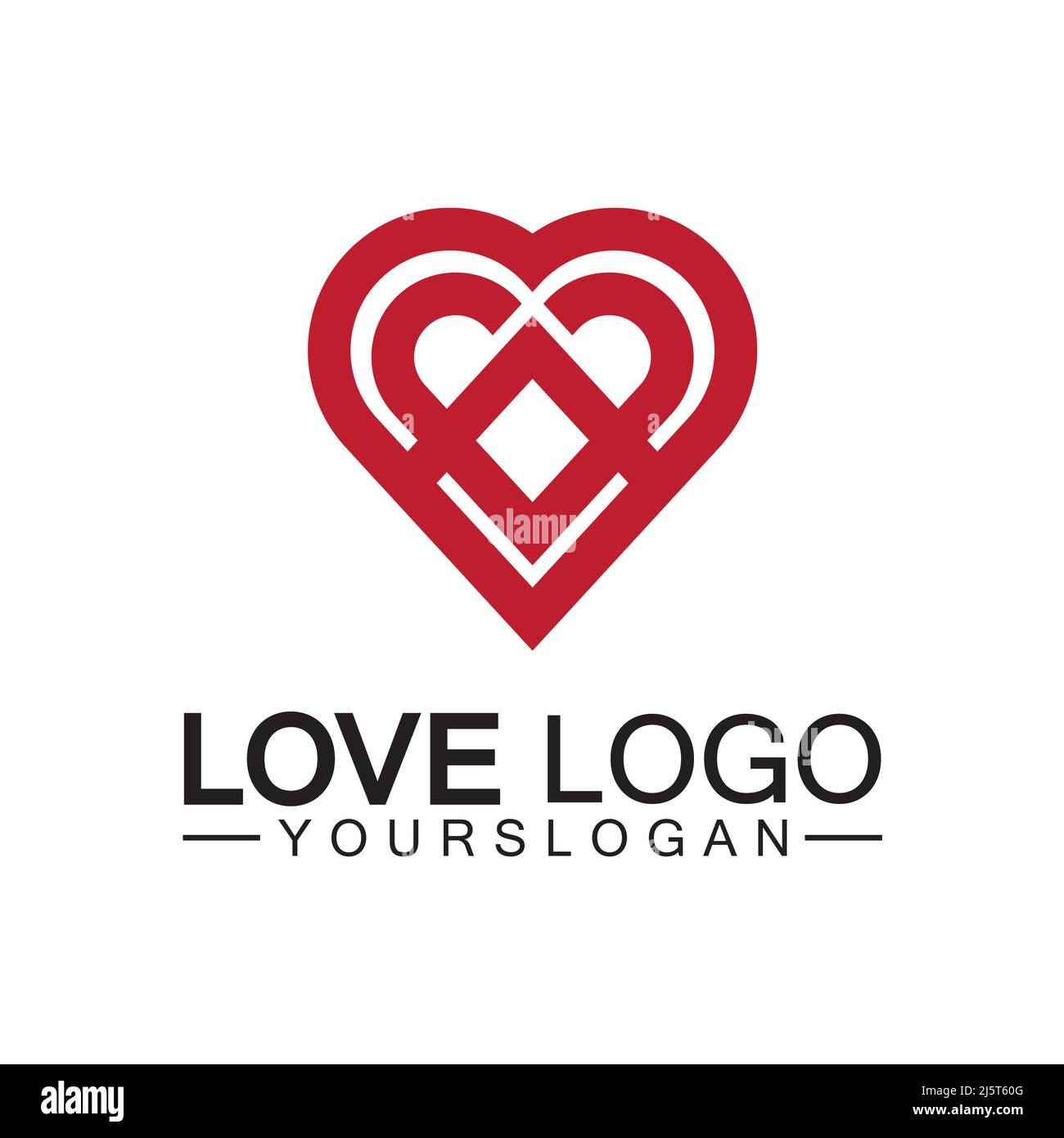 Love logo design vector,geometric hearth logo vector, linear love vector logo concept,Heart shape logo design-Vector Stock Vector