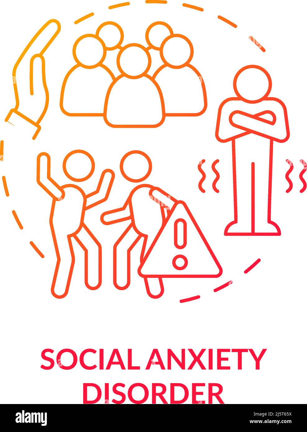 Social anxiety disorder red gradient concept icon Stock Vector Image