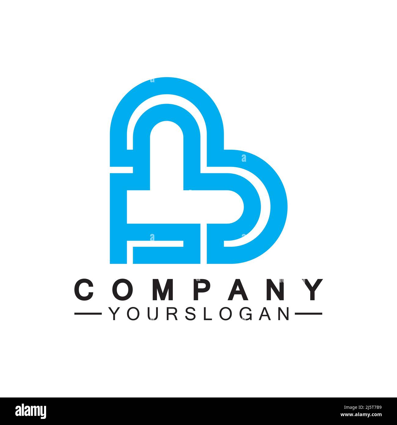 Initial letter B love heart logo design Stock Vector