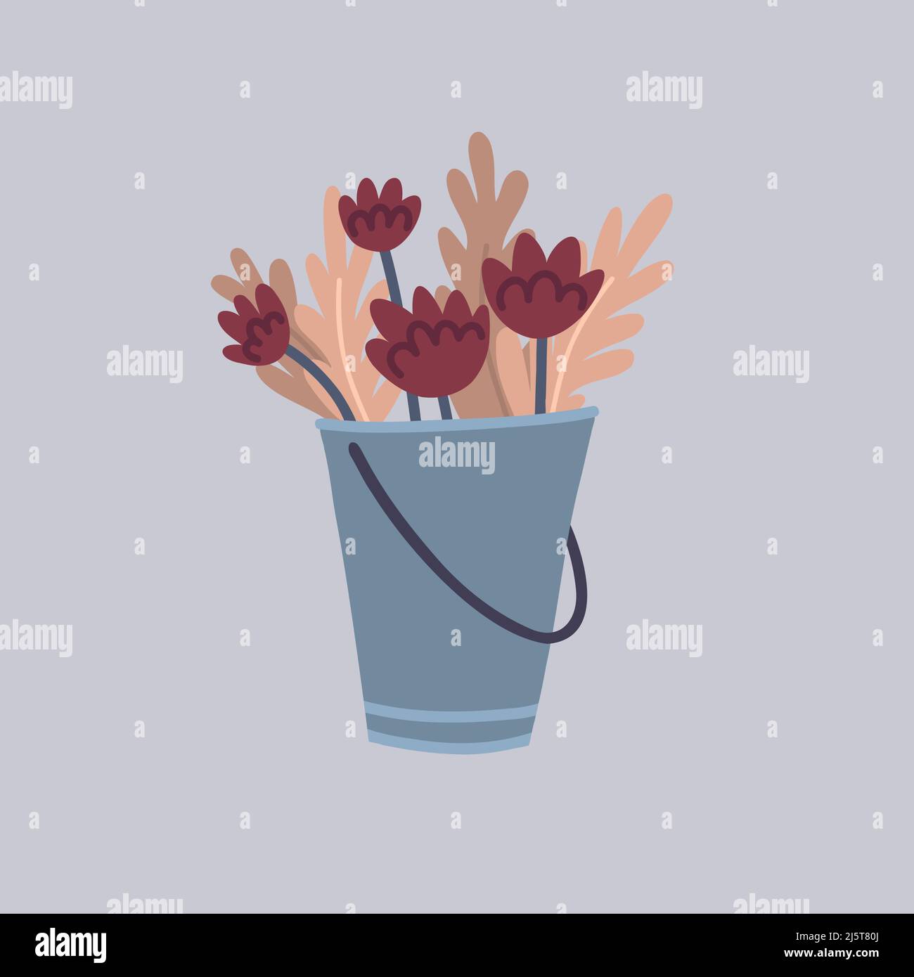 Flowers in the metal bucket Stock Vector Image & Art Alamy