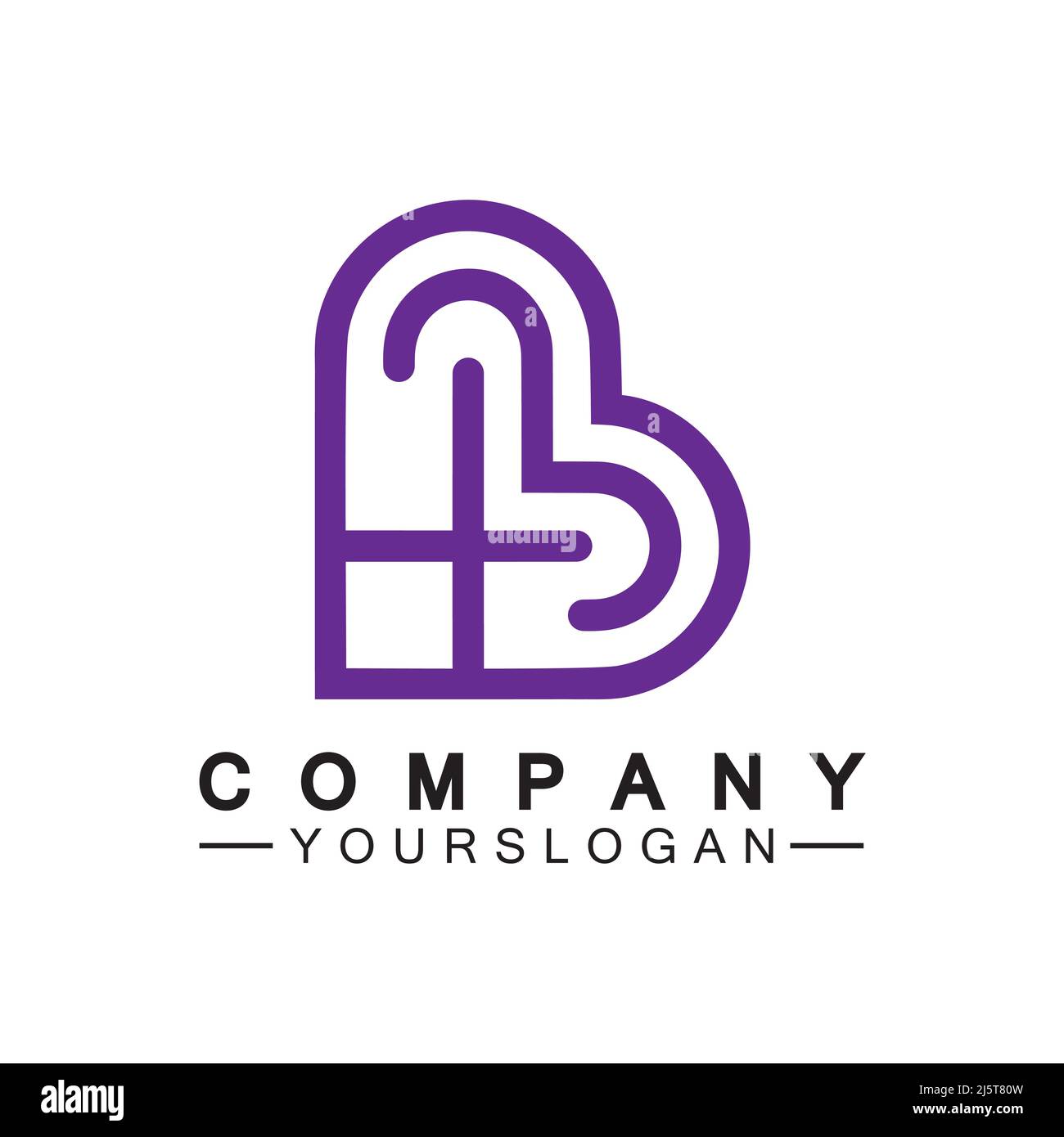 Initial letter B love heart logo design Stock Vector