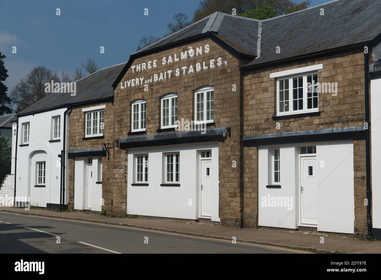 Former Livery and Bait Stables at the The Three Salmons Hotel. A Grade II Listed Building in Usk, Monmouthshire. Stock Photo