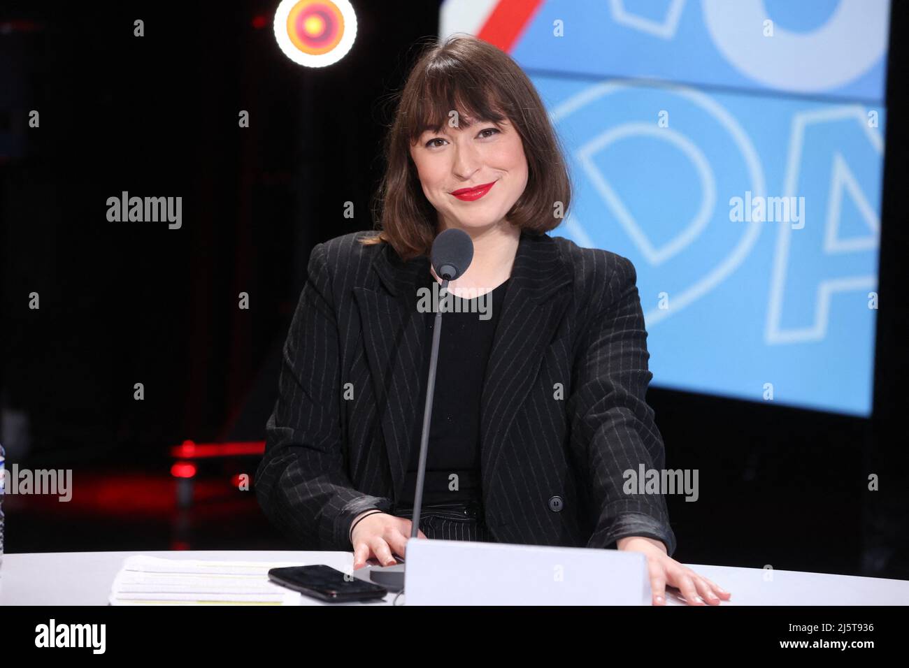 Exclusive - Lea Falco at the 'Les Grandes Gueules' talk show on RMC Radio,  in Paris, France, on April 25, 2022. Photo by Jerome Domine/ABACAPRESS.COM  Stock Photo - Alamy