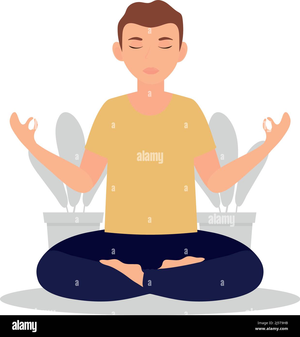 young doing meditation yoga Stock Vector