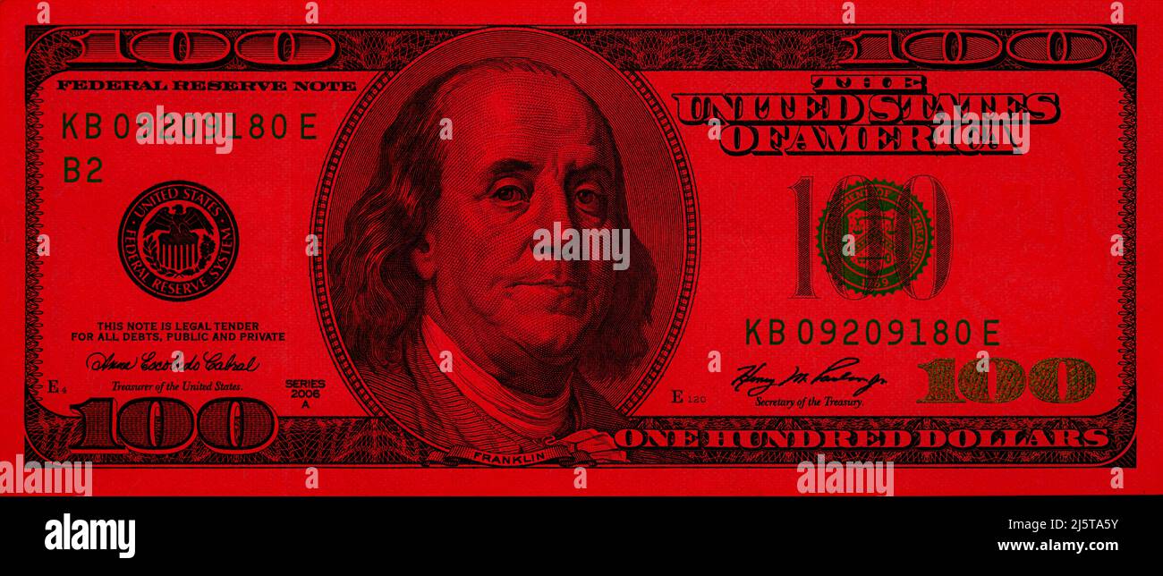 red old 100 dollar banknote for design purpose Stock Photo - Alamy