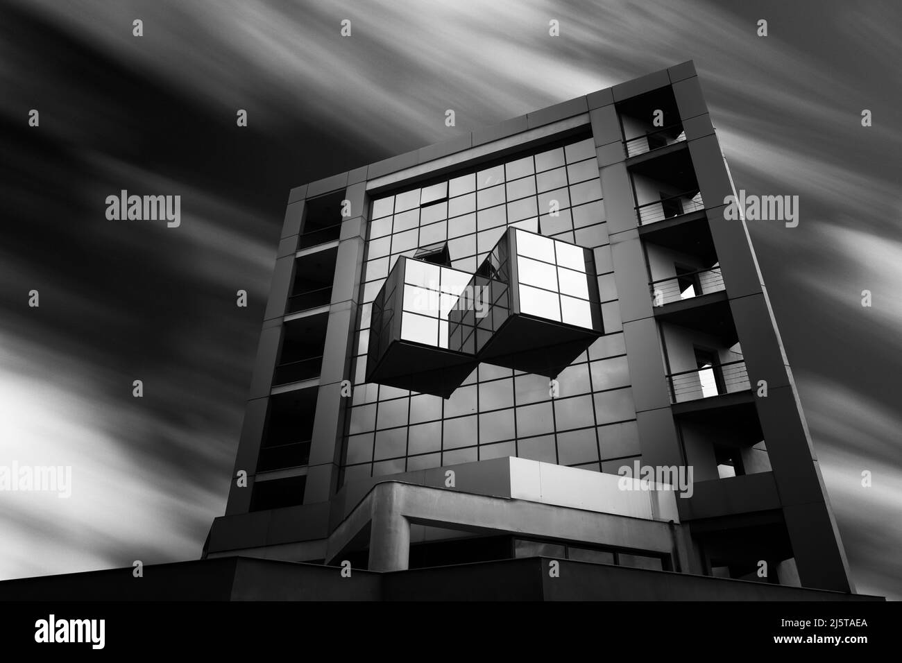 Fine art long exposure architectural black and white photo Stock Photo